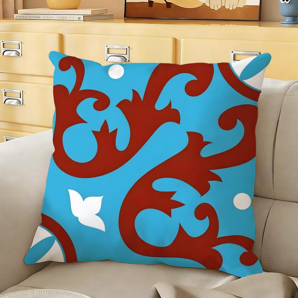 Exotic Portuguese Pattern Cushion Cover Soft Durable Reversible Pillow Cover Home  Car MultiScene Daily Comfort Pillowcase