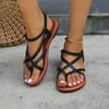 Women's Plus Size Summer New Sandals Toe Ring Woven Flat Slip-On Euro-American Casual Beach Shoes