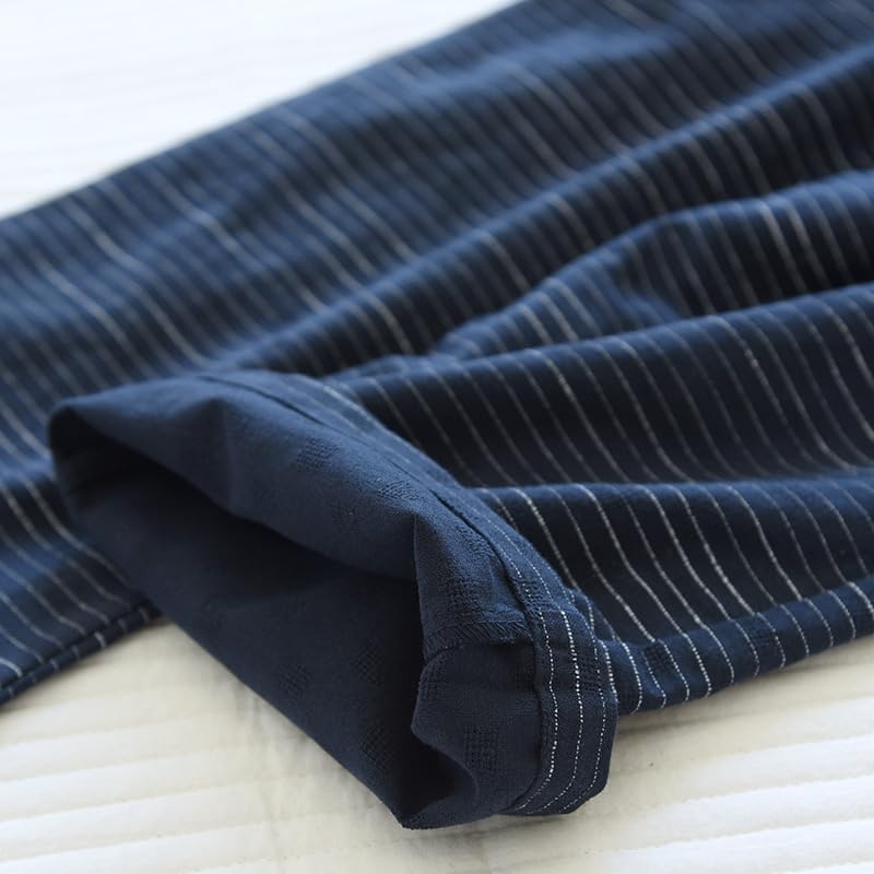 Jinbei Yukata Cotton Pajamas Double Gauze Jinbei Top and Bottom Set Double Gauze Sleeve Front Opening Jinbei Set Breathable Sweat Absorbent Samue