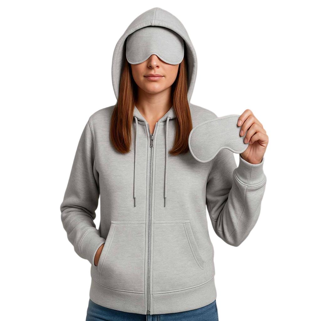 Unisex Hooded Casual Long Sleeved Solid Color Zipper Loose Sweatshirt Jacket
