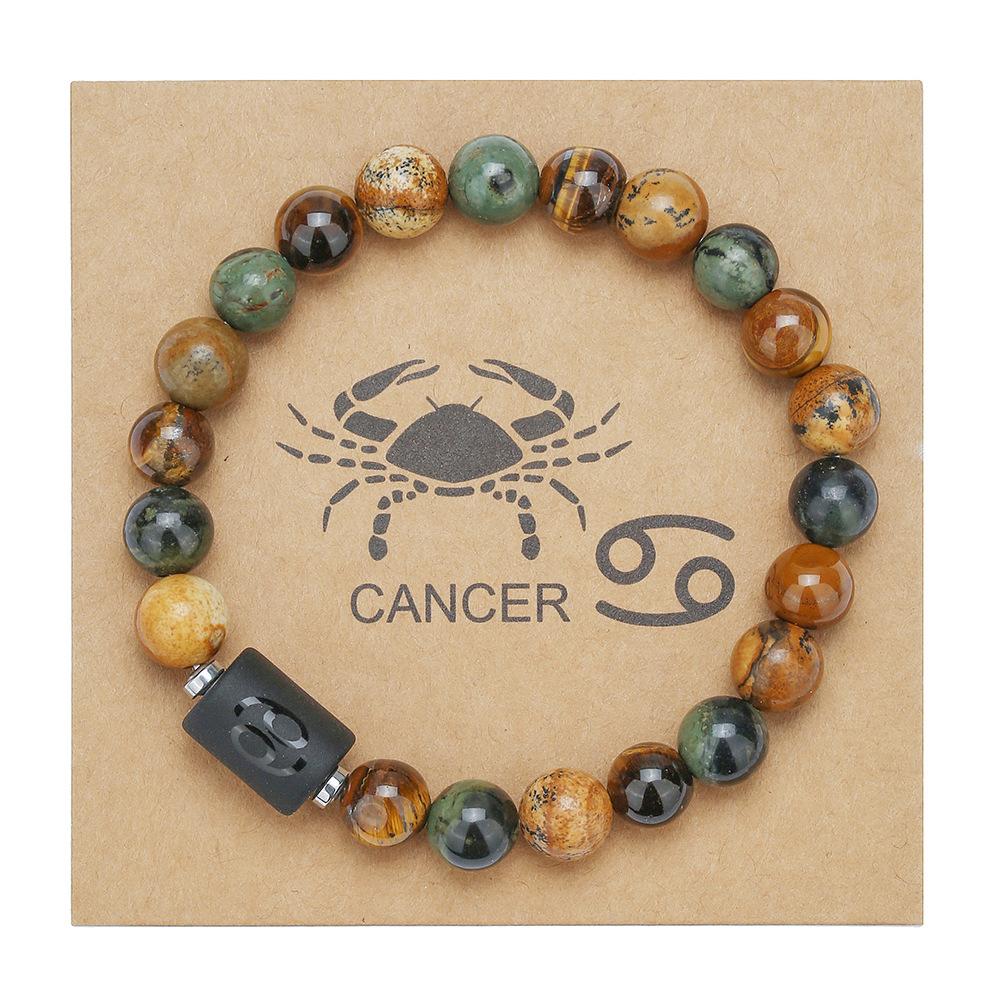 12 Constellations Natural Stone Bracelet Set Tiger Eye Stone With Card Handmade Beaded Bracelet 5