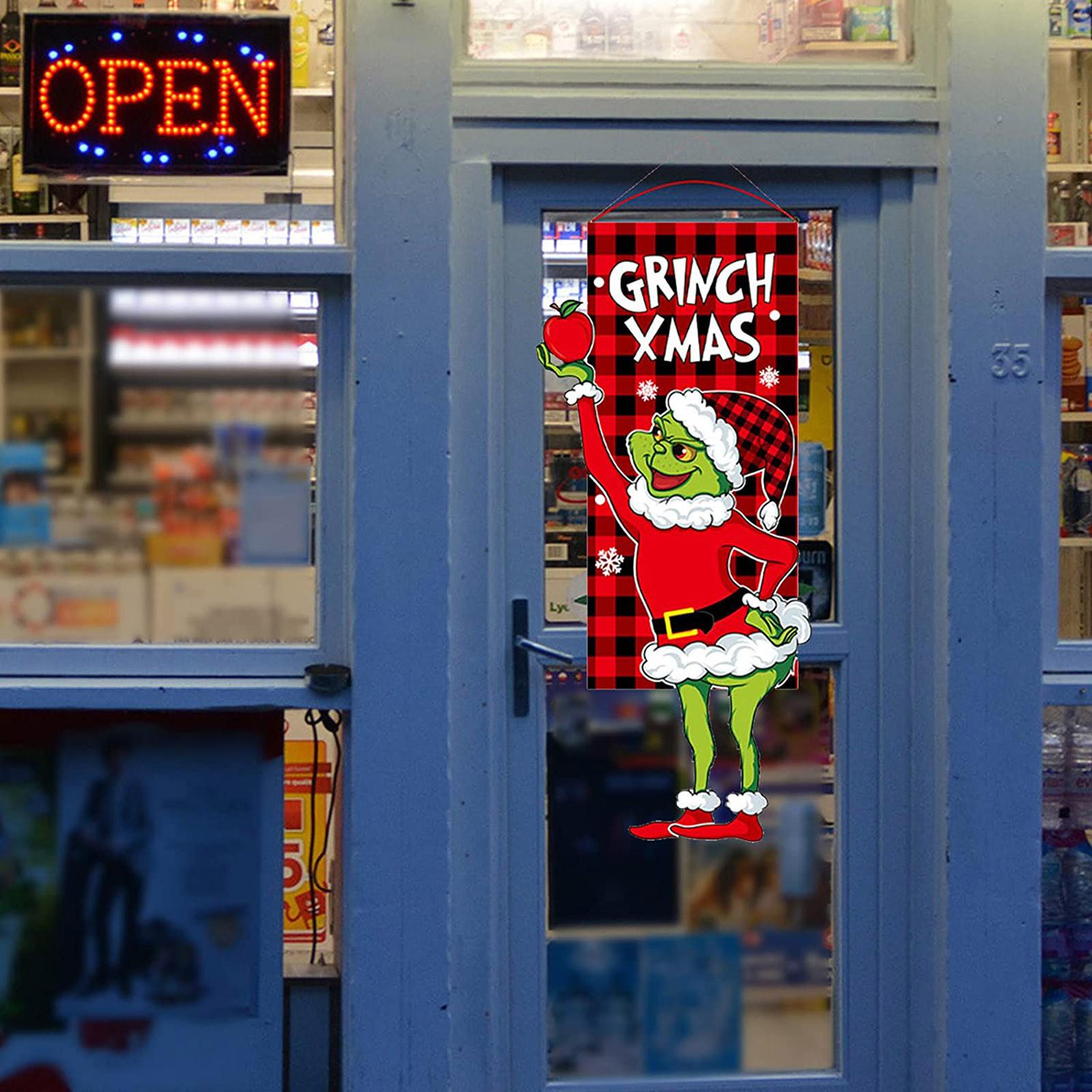 

Christmas Holiday Seasonal Sign Hanging Decor Christmas Decoration Hanging Santa Clus Banner For Front Door Home Xmas Wall