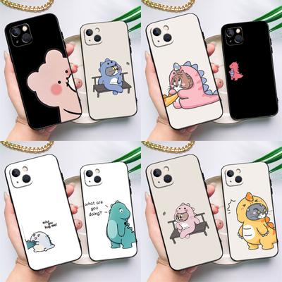 Urocze Kreskówkowe Zwierzę Dinozaur Para Etui na Telefon Dla iPhone 15 14 Pro Max 11 13 12 Mini X XR XS Max SE 2020 7 8 Plus Pokrowiec Capa