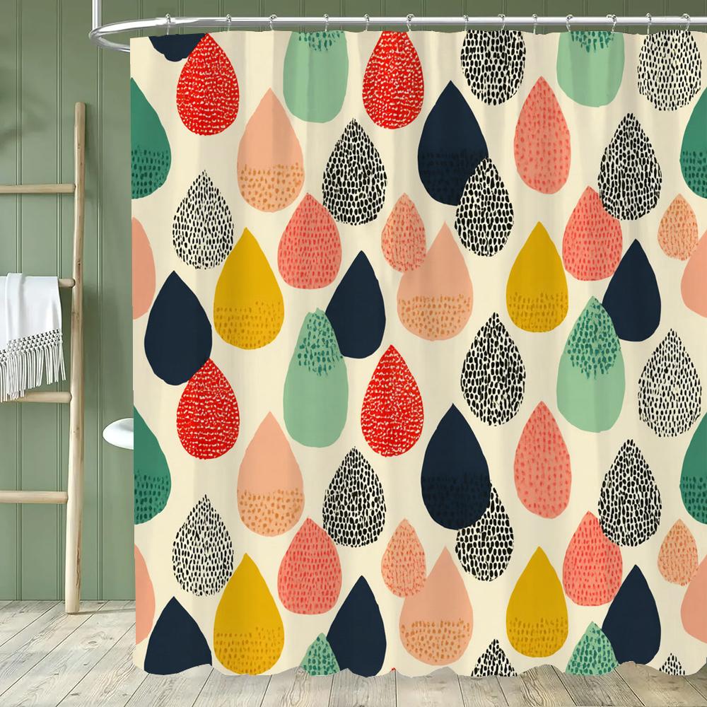 Modern Minimalist Color Raindrop Pattern Shower Curtain,Printed Fabric Bathroom Curtains,Home Decoration Curtain With Hooks