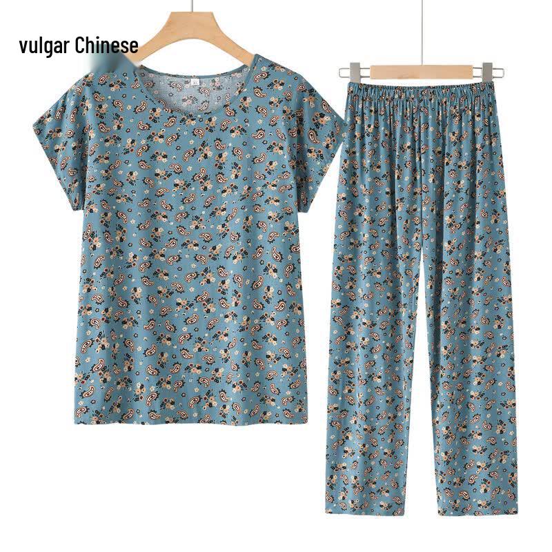 

Women s Floral Print Short-Sleeve Two-Piece Set 4XL