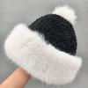 Winter Padded Fashion Ear Protection Thunderbolt Hat Female Thickened Cute Fur Ball Ball Knitted Fur Hat