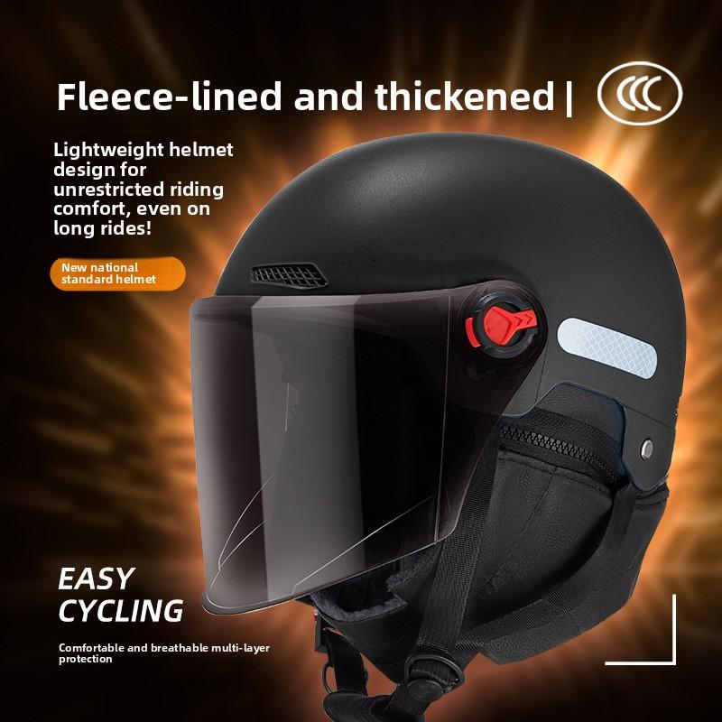 Electric Vehicle Helmet Original Battery Motorcycle Winter Riding Cold Protection Ear Protection Thermal Helmet