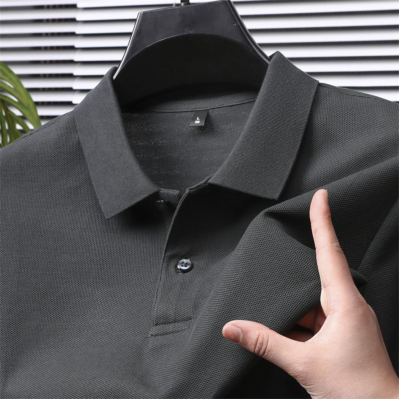 

Heavy 240G Cotton Polo Shirt Short-Sleeved T-Shirt Men S Lapel Solid Color Business Casual High-End Short L темно-сірий