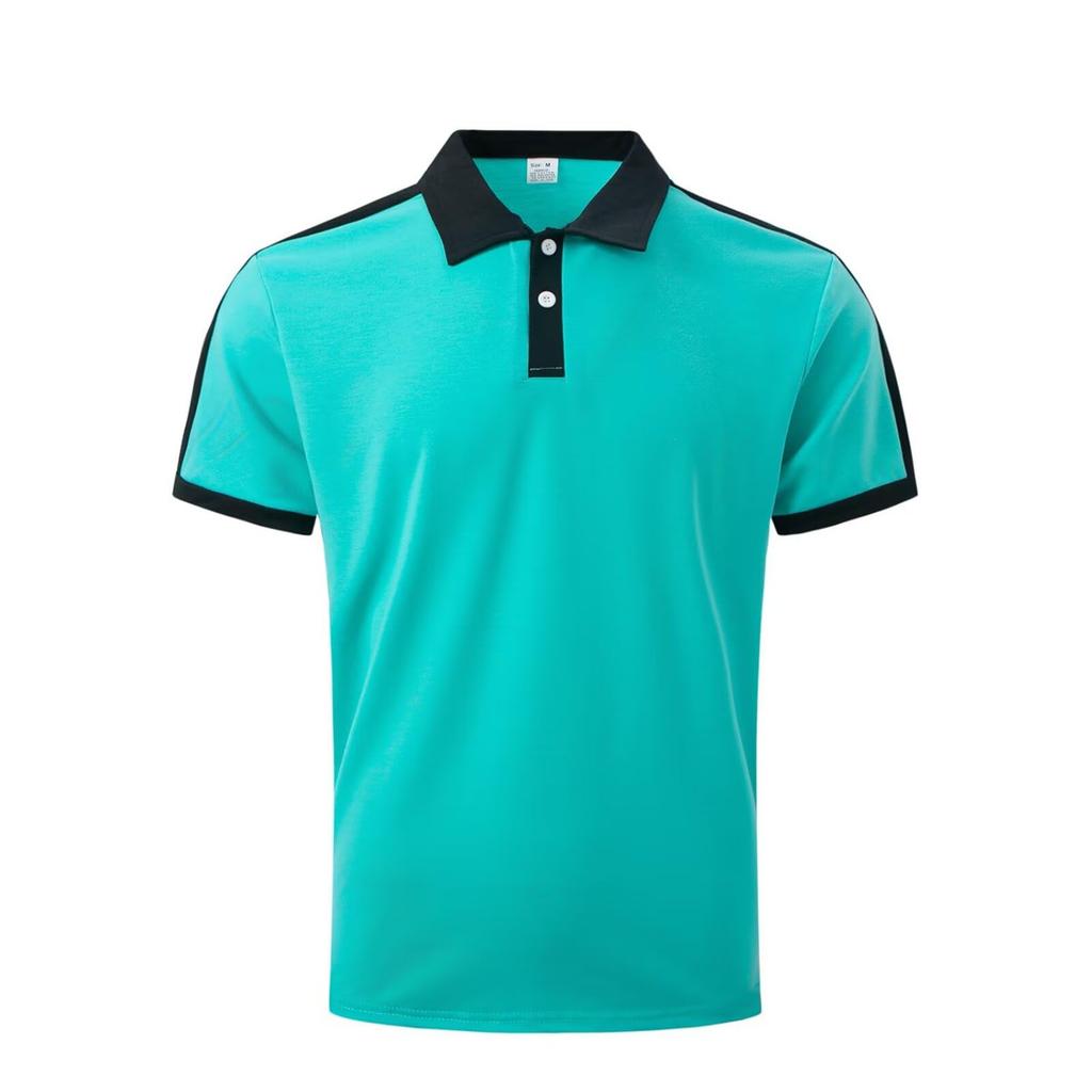 [KULIXI] Men's Short-Sleeve Collared V-Neck Polo Shirt, Plain, Casual Sportswear, Stretch, Slim Fit, Workwear, Commuting, Summer Clothes, Plus Sizes A