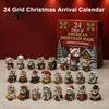 Desktop Decorative Advent Calendar Days Christmas Figurines 24 with Acrylic Cat Figurines, Countdown Small
