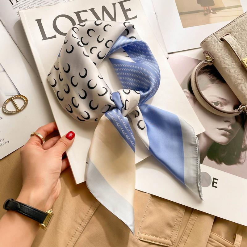 Elegant Silk-Like Square Scarf Women Korean Style Print Neck Lightweight 70x70cm Nylon Fashion Accessory