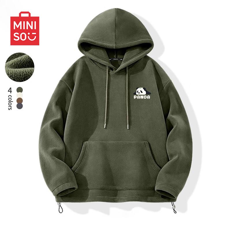 

MINISO Men s Retro Plush Lined Hooded Sweatshirt 3XL