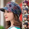 Short Brim Warm Foldable Earflap Women Cap Ethnic Style Floral Print Autumn Winter Hat Daily Clothing