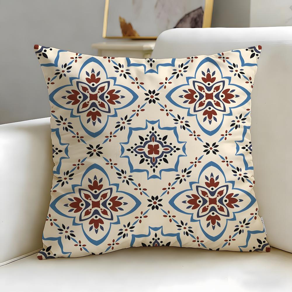 Moroccan Pattern Cushion Cover Soft & Easy-Wash Pillow Case – Versatile For Couch, Bed, Travel And Office