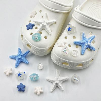 1 Set Perforatore a Conchiglia Marina Charms per Scarpe Fai da Te Oceano Pietra Lavica & Stelle Marine Clip per Scarpe per Decorazioni Sandali & Pantofole Estivi
