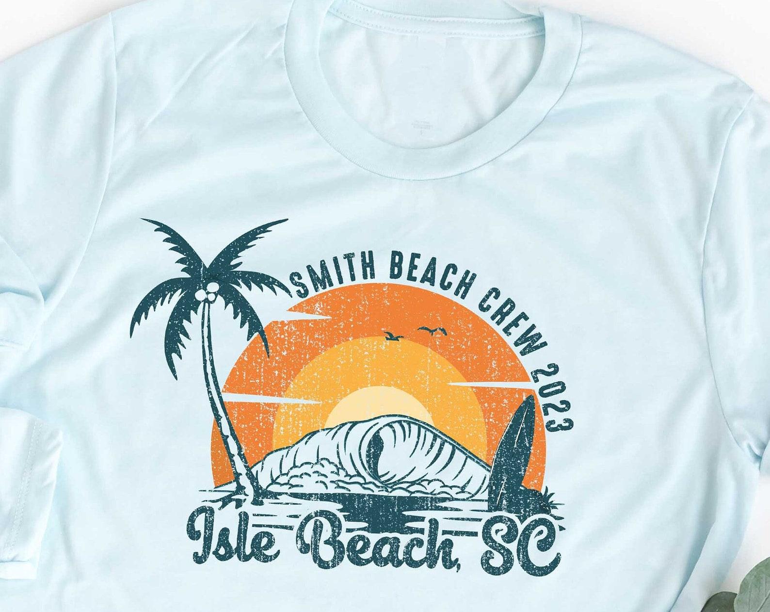 Retro Custom Beach Trip Graphic Shirts: Personalized Matching Family Vacation T-Shirts 3XL