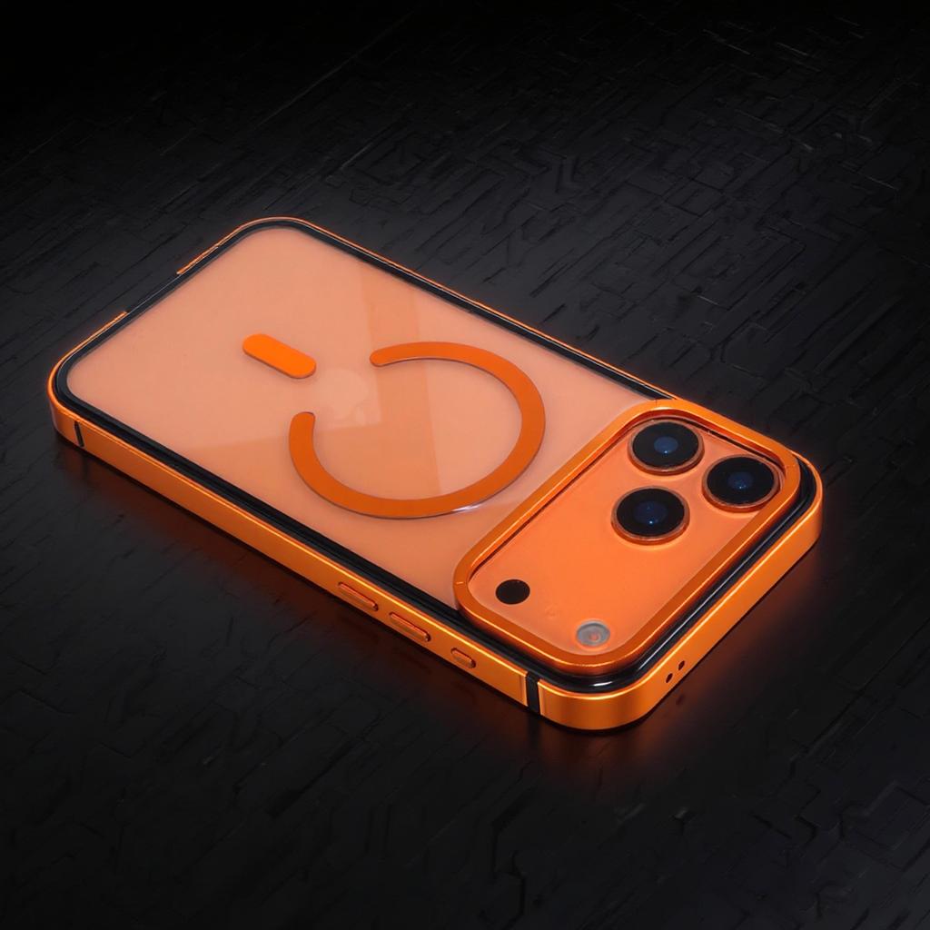 For iPhone 17 Pro Max Case Metal TPU Frame PC Back Clear Phone Cover Compatible with MagSafe