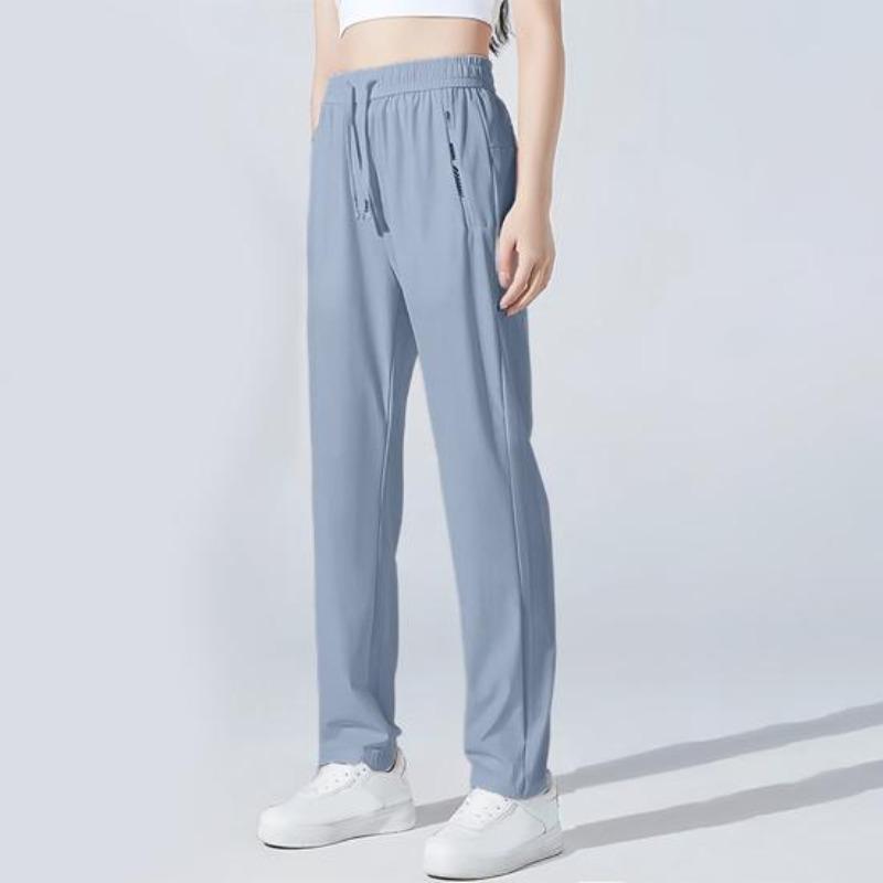 Unisex Stretch Quick Drying Pants Ice Silk Sport Stretch Active Pants Drawstring Casual Baggy Jogger with Pockets for Hiking Travel