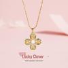 Tichya Lucky Clover Necklace, Women's S925 Sterling Silver, Enamel Flower Clavicle Chain