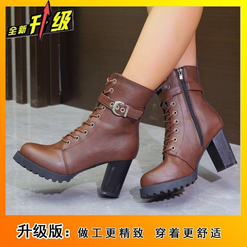 2025 Autumn and Winter New Casual Martin Boots Women's Fashion Versatile Comfortable Thick Heel Side Zipper Women's Medium Boots