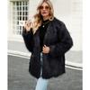 Autumn Winter V-neck Women's Faux Fur Jacket Warm Fashion Casual Short Top Oversize Coat Artificial Fur