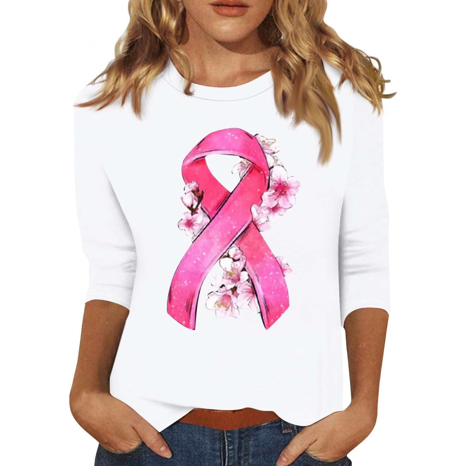 

Жіноча модна повсякденна футболка з принтом і круглим вирізом з рукавами сім чвертей S білий