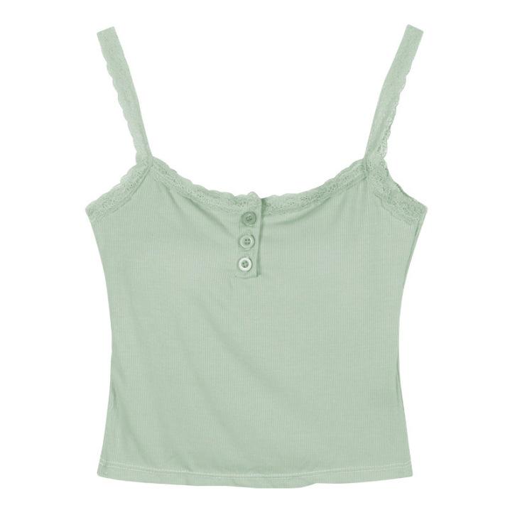 Lace Camisole Tank Top for Women - Summer Sexy Hot Girl Style with Chest Pad and Slimming Fit