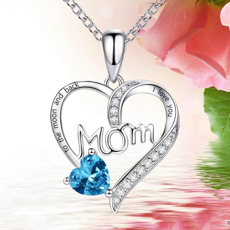 

New Mom Heart Lettering Encrusted Necklace Mother s Day Gift Necklace