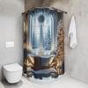 Luxury Christmas Winter Wonderland Shower Curtain, Romantic Festive Bathroom Accessory with Elegant Holiday Decor
