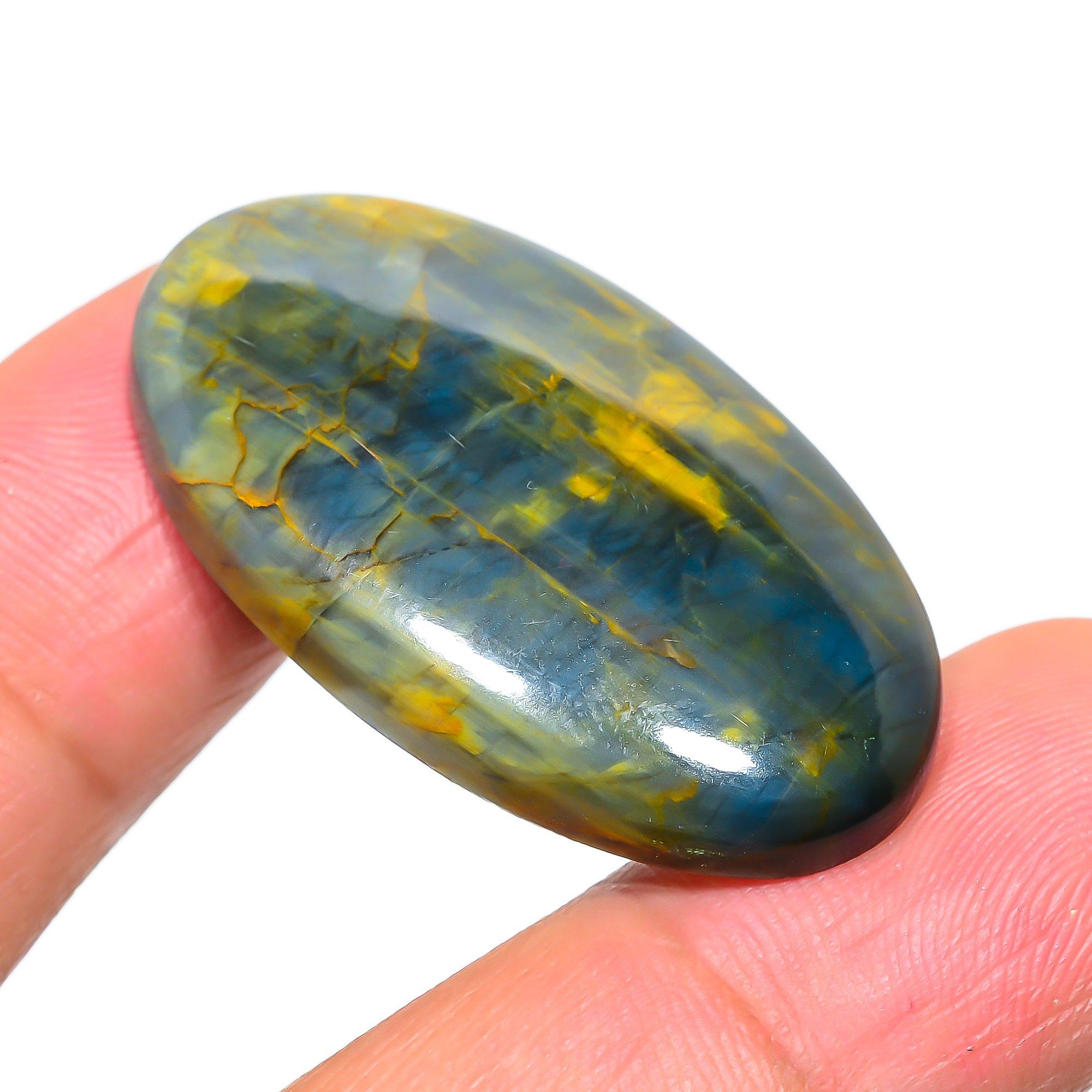 

Natural Tiger Eye 2.1x3.6cm Cabochon Fine Loose Gemstone 39.5Cts. k7N27 жовтий