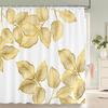Goldblatt Duschvorhang Weißer Hintergrund Elegantes Naturdesign Moderne Badezimmerdekoration Luxuriöser Stil Boho Chic Wohnaccessoire
