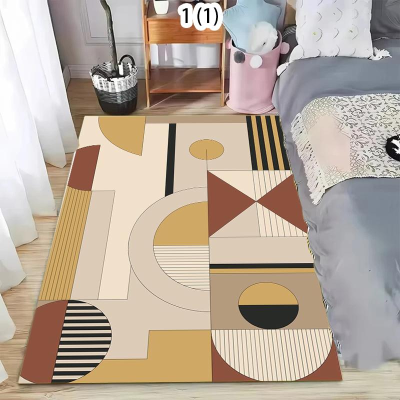 Retro Geometric Shapes Area Rug Modern Washable Non-Slip Carpet Floormat for Living Bedroom Nursery Kids Playroom Nordic Simple