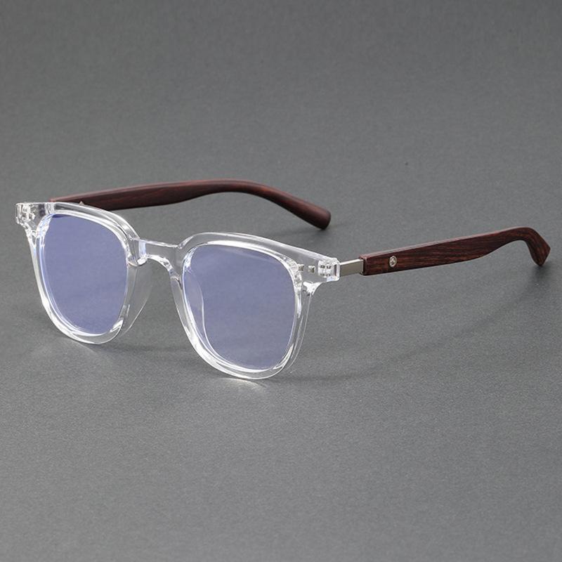 Trendy Anti Blue Light Wooden Grain TR90 Glasses Big Square Frame for Men Women Computer Use F83026