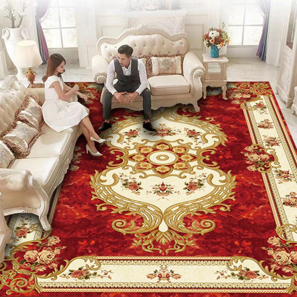 Retro Persian Türkiye Style Red Blue Print Carpet Living Room Decor Sofa Rug Bedside Soft Rug Kitchen Table Hallway Floor Mat