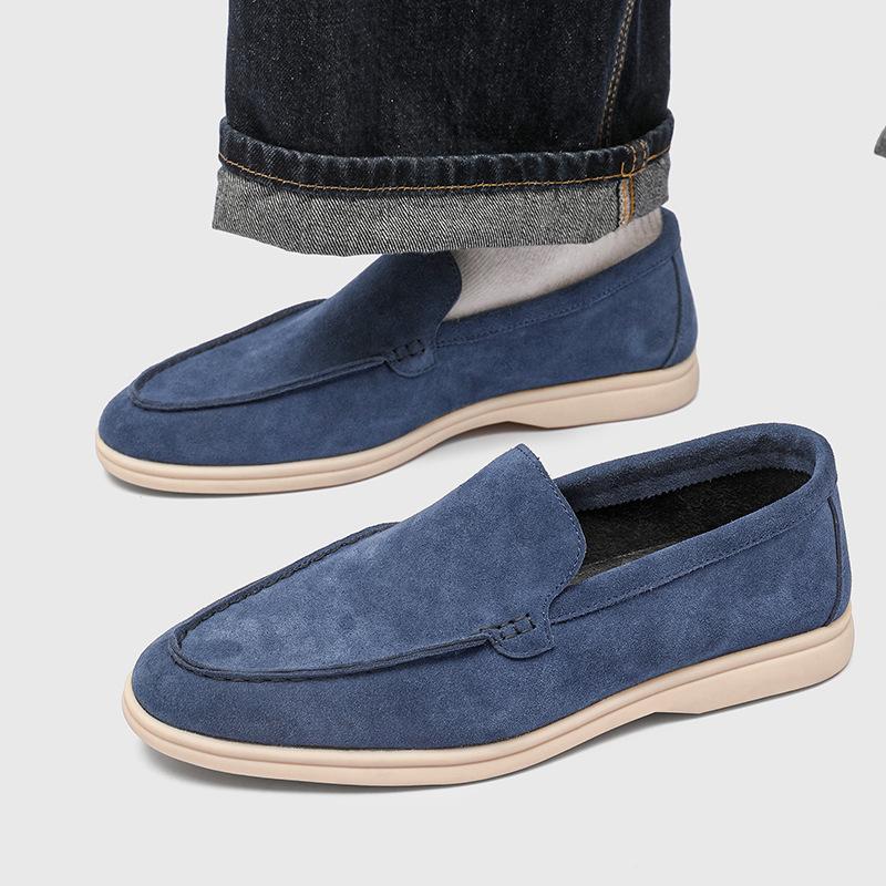 

One-foot soft-soled loafers men s casual simple Doudou shoes lazy summer leather shoes 8253-J 48 синий