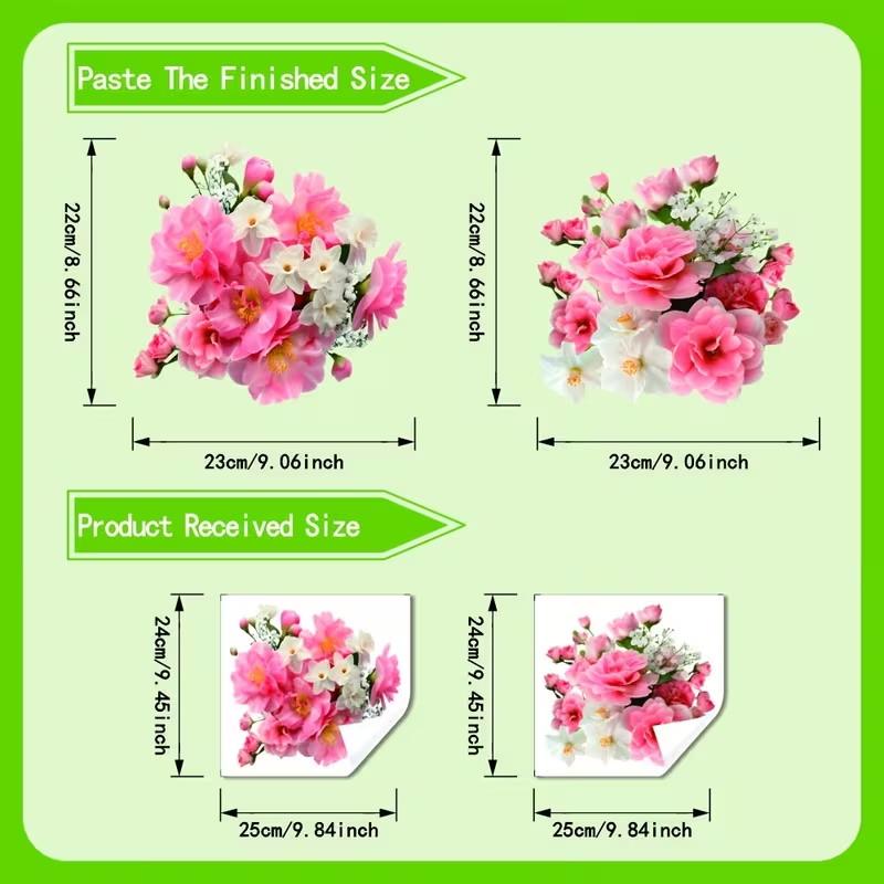 Floral Toilet Lid Sticker Waterproof DIY Friendly Peel and Stick Decal for Bathroom Wall Restroom Home Decoration
