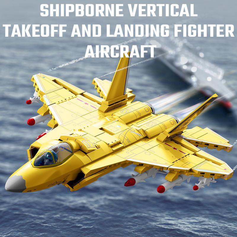 SEMBO Carrier Based Fighter Jet Assemblage Building Blocks MOC Armed Aircraft Models Plane Construction Sets for Boys Toys Gifts