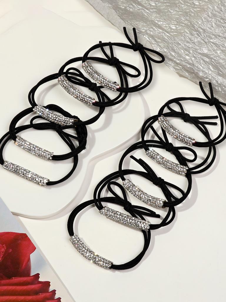 10/15 Pcs Cyrstal Shiny Ponytail Holder,Rhinestone Hair Ties for Women,Elastic Hair Rope Hairband Fashion Bling Hair Accessories