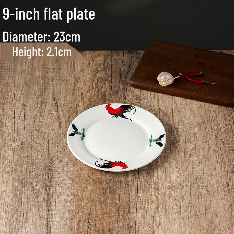 Rooster Series Traditional Oval Ceramic Fish Plate for Hotels & Restaurants