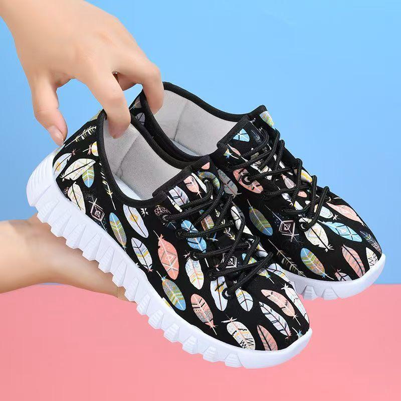 Woman Spring Autumn New Flat sole Canvas Shoes Soft Sole Non Slip Round Toe Lace Up Lightweight Breathable Casual Shoes