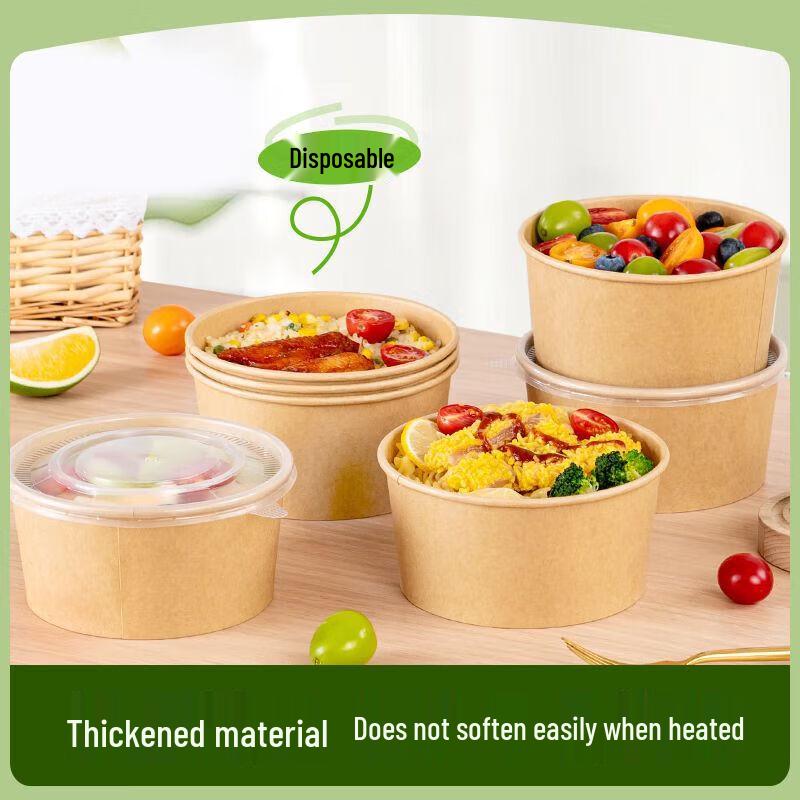 temeiju Disposable Kraft Paper Food Containers with Lids