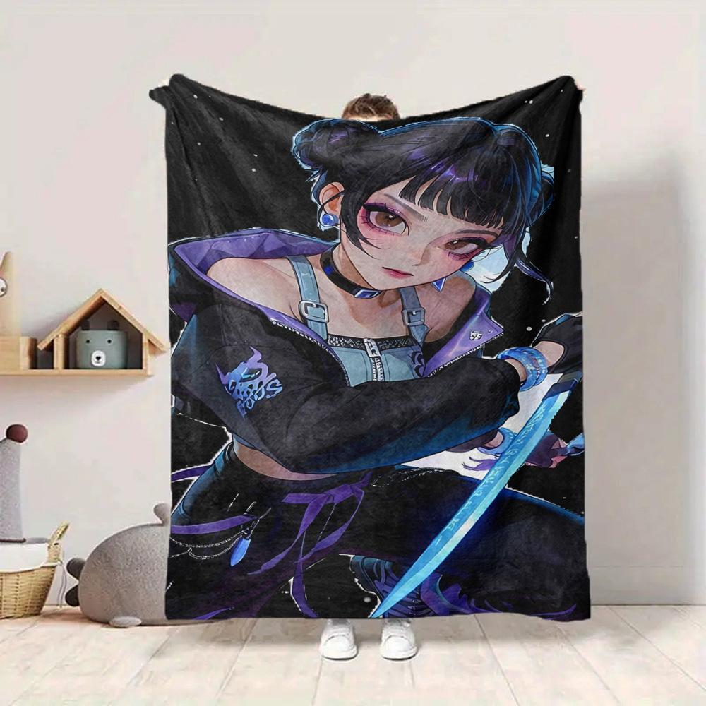 1pc KPop Flannel Throw Blanket HD Printed Lightweight Soft Warm All Season Blanket for Sofa, Bed, Travel, Camping Machine Washable