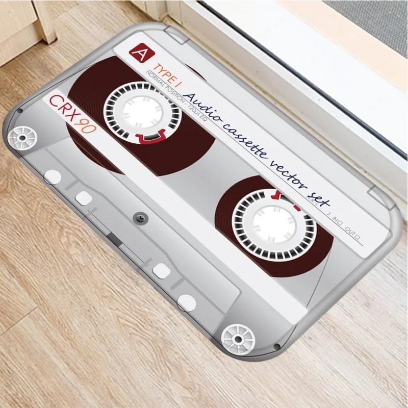 Retro Music Tape Pattern Doormat Home Decor Anti-slip Carpets Kitchen Bedroom Entrance Soft Floor Mat Washable Foot Mats
