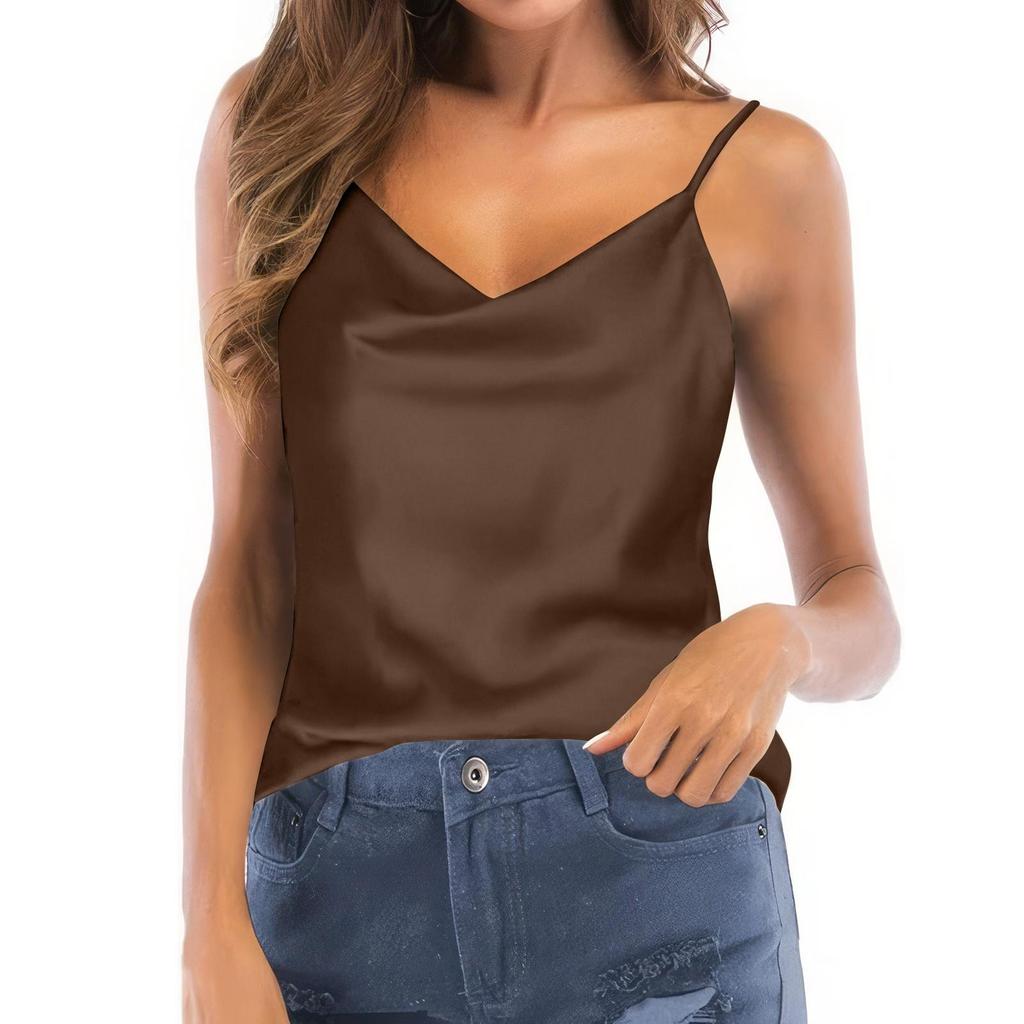 Women's Solid Color Camisole Top Spaghetti Strap Sleeveless Slim Vest