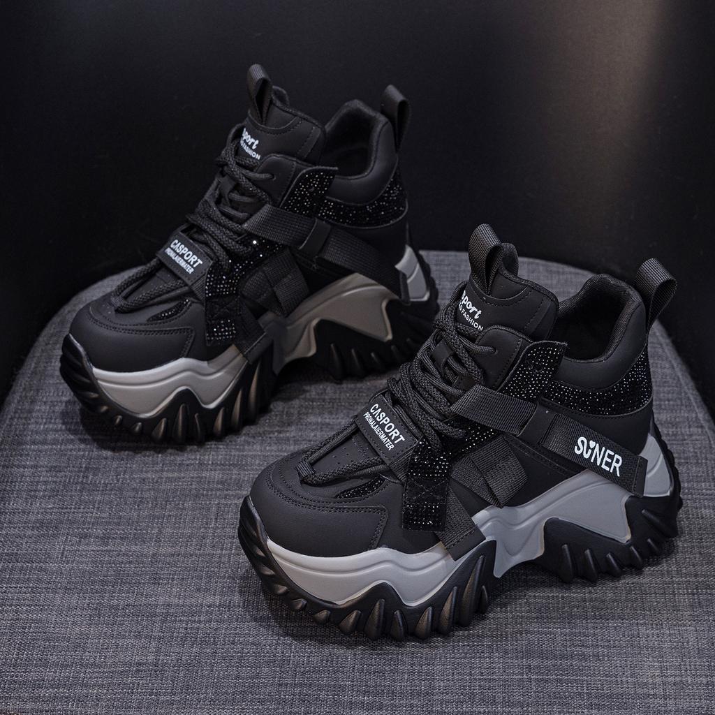 Thick-soled Dad Shoes Are Casual and Versatile, with Fleece Lining for Height-increasing Women's Shoes