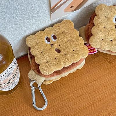 Chocolate Biscuit Coin Purse Plush Pendant Keychain Wallet Portable Headphone Bag Coin Bag Key Organizer Pouch Coin Purse Gifts