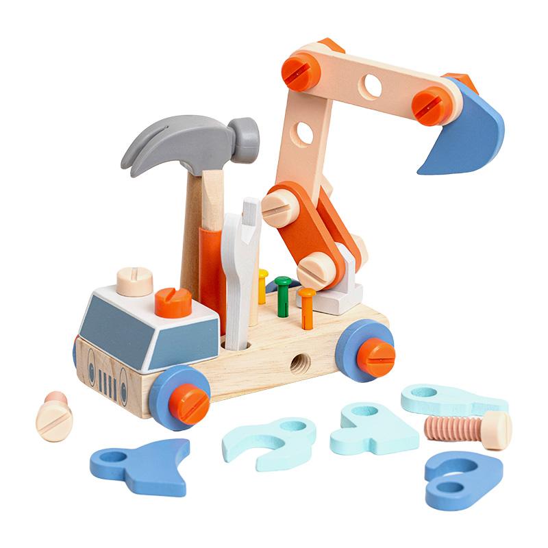 

Wooden Nut Assembly Construction Vehicle Toy - DIY Building Set For Kids Enhances Hands-On And Cognitive Skills Parent Interacti