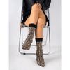 Women's Black Knit Mid-Calf Boots, Pointed Toe Chunky Heel Slim Fit Ankle Boots, Plus Size Fall Winter Footwear