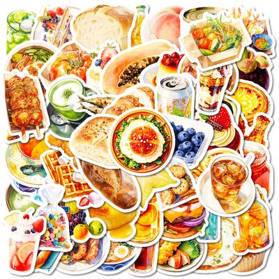 56 Realistic Food Stickers Cake Bread Drink Creative Diy Hand Account Skateboard Decorative Stickers