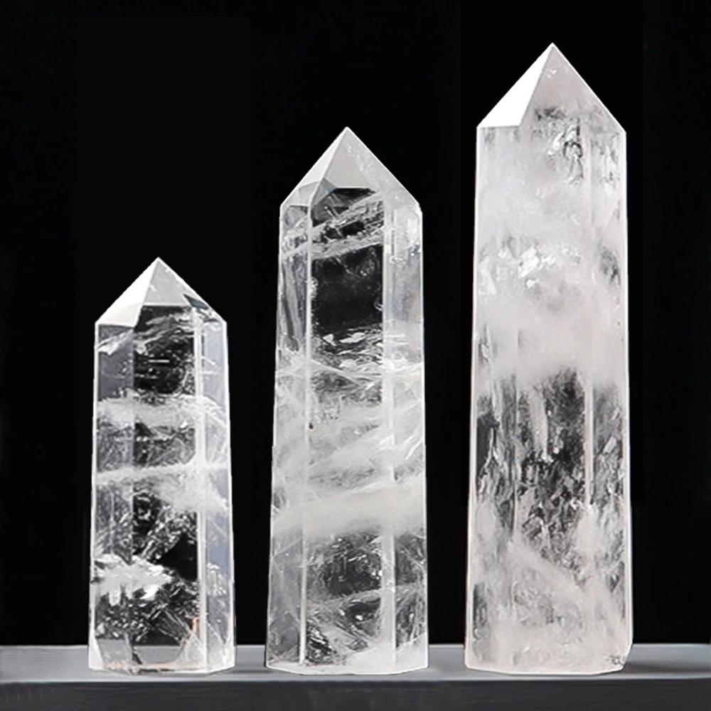 Natural Stone And Crystals Point Wand Witchcraft White Amethyst Home Decor Natural Crystal Mineral Desktop Handicraft Decoration